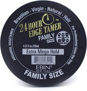 24 Hour Edge Tamer, Extra Mega Hold, 8.25oz/ 250ml - No Flaking, No White Residue, Shine, Moisture and Prevent Breakage with Castor Oil