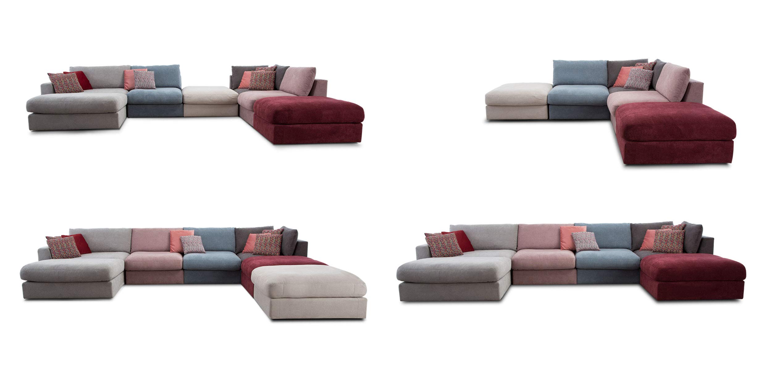 CAVADORE Sofa-Modul "Fiona" Sitzelement ohne Rücken / XXL-Hocker / 94 x 48 x 112 / Webstoff dunkelbraun