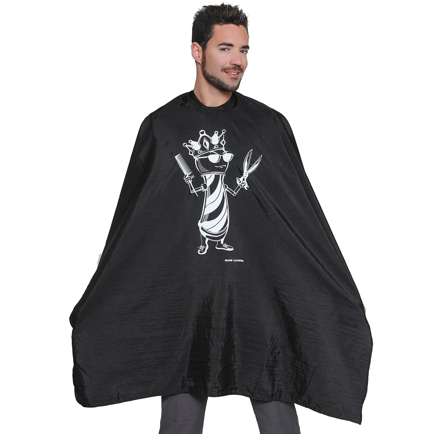 Mane CaperBarber Cape with Crown Design-Professional Nylon Salon Cape Has Perfect Fit Because Of The Snap Closure Excellent for Cutting Hair at Home, Barbershop or Hair Salon