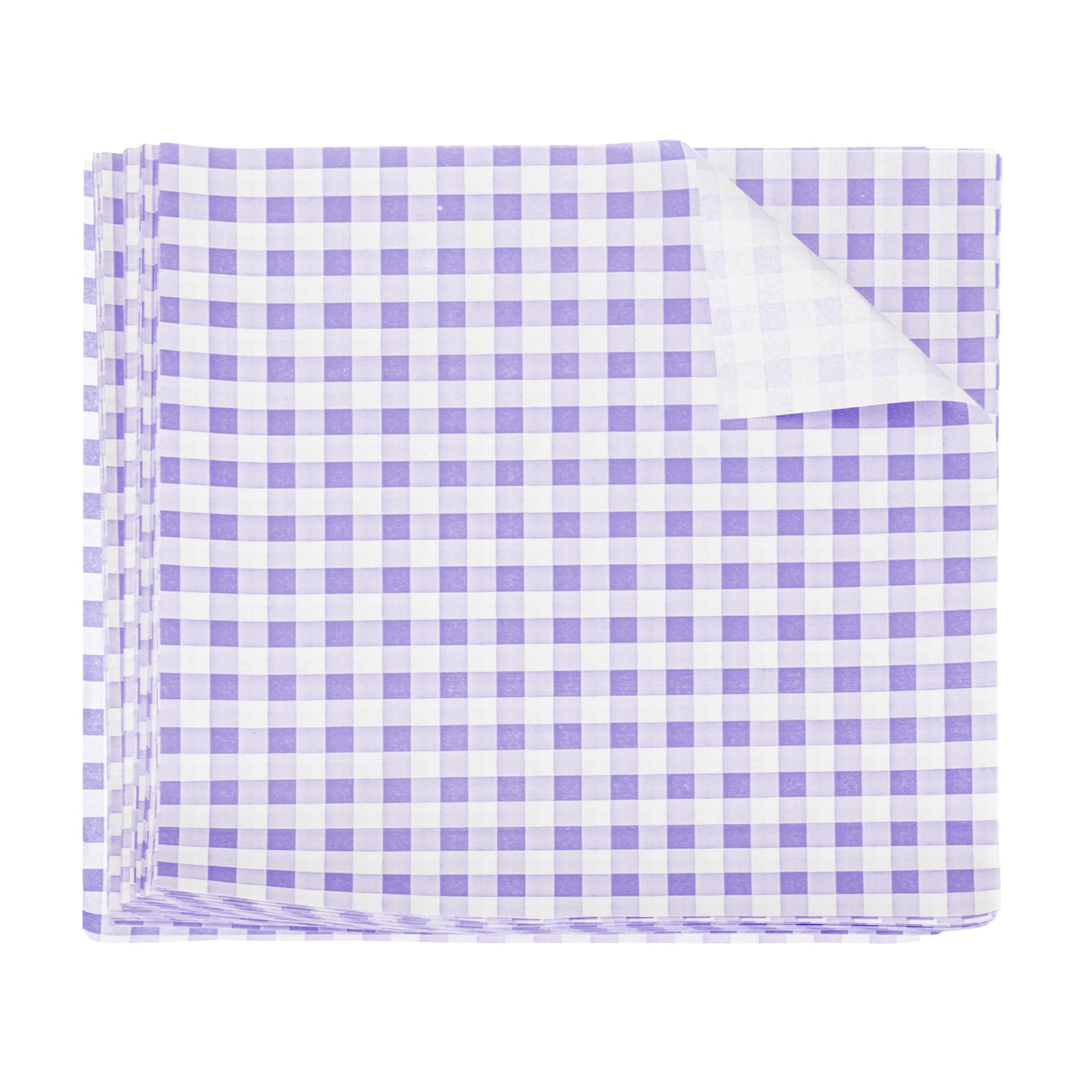 Sourcing Map 100pcs Square Checkered Wax Paper Sheets, 8.66" x 8.66", Oil-Absorbing Dry Food Wrapping Paper for Sandwich, Baking, Picnic, Hamburger Wrap, Kitchen, Purple
