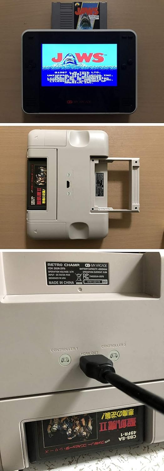 My Arcade My Arcade Retro Champ - Portable Gaming Console - Compatible with Nintendo NES and Famicom Games - NES;, Black (DGUN-2976) : Video Games