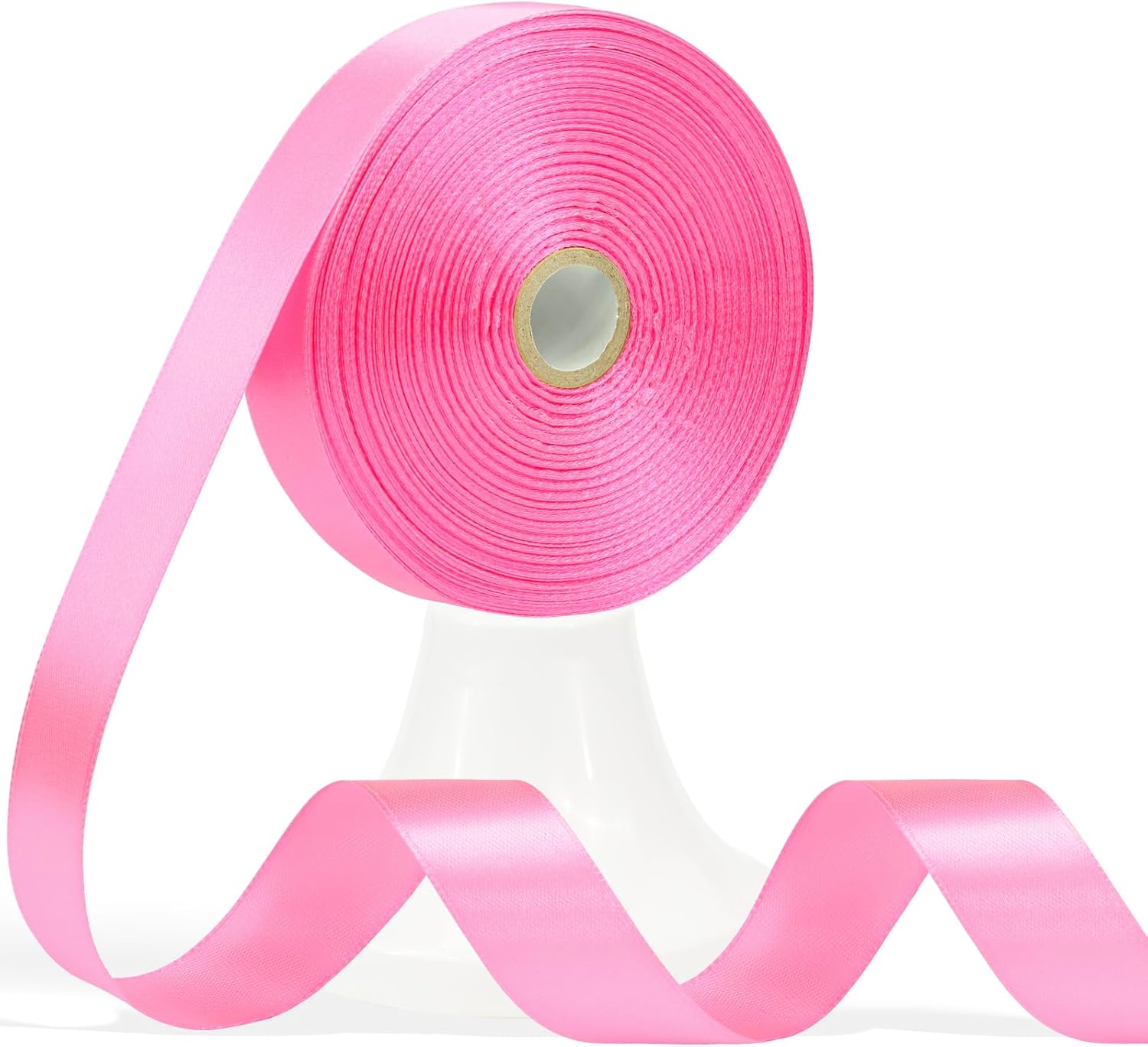 60 Yards Flamingo Pink Satin Ribbon 1 Inch, Polyester Fabric Ribbon for Gift Wrapping, Floral Bouquet, Wedding, Baby Shower, Festival, Christmas, Halloween