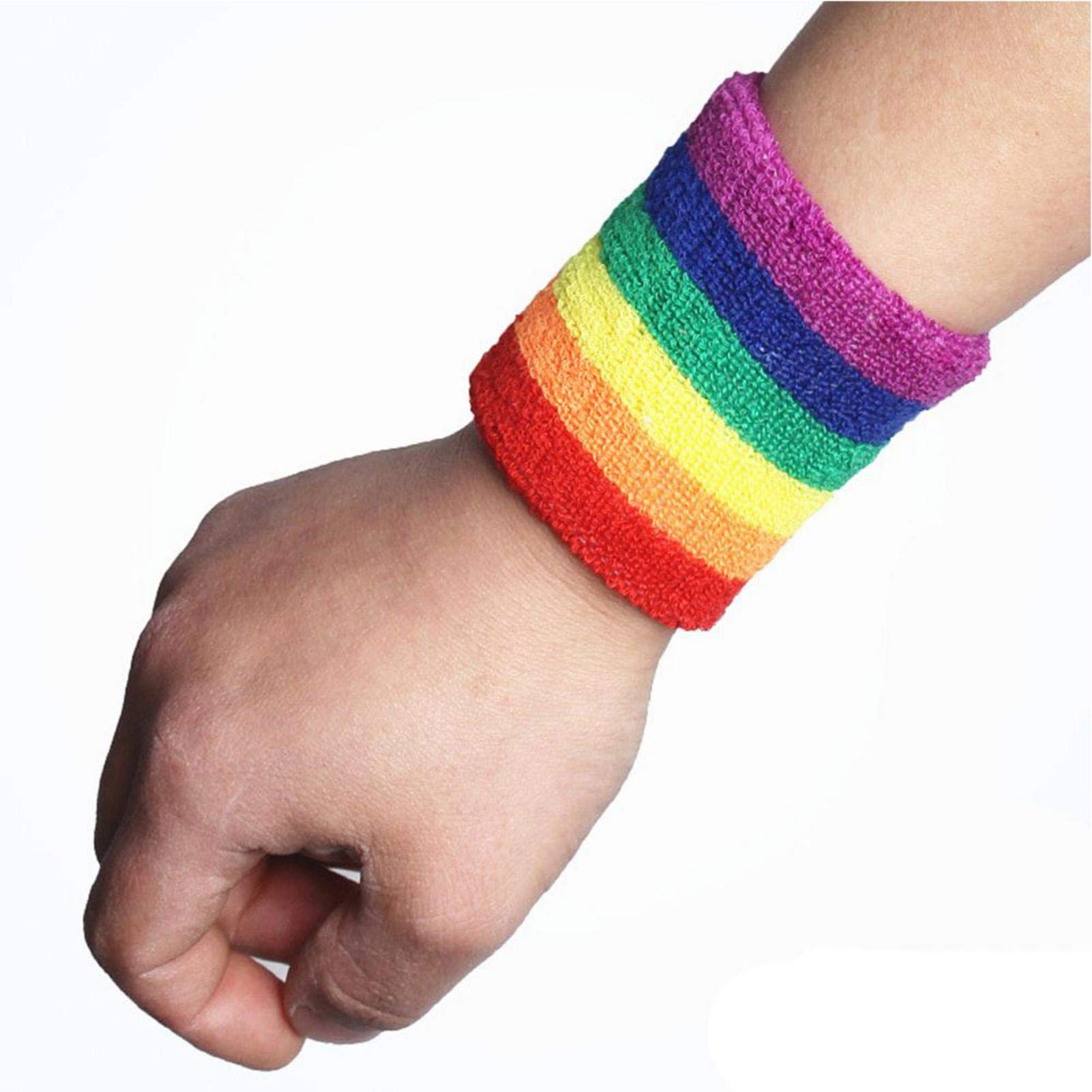 Amazon.co.jp: 虹色リストバンド（一組）- カラフルな吸汗スポーツ6色