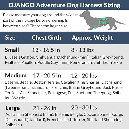Miniatura 5 de DJANGO Arnés para perro Adventure - Arnés de neopreno cómodo, duradero y reflectante para aventuras al aire libre y uso diario, diseño ajustable con