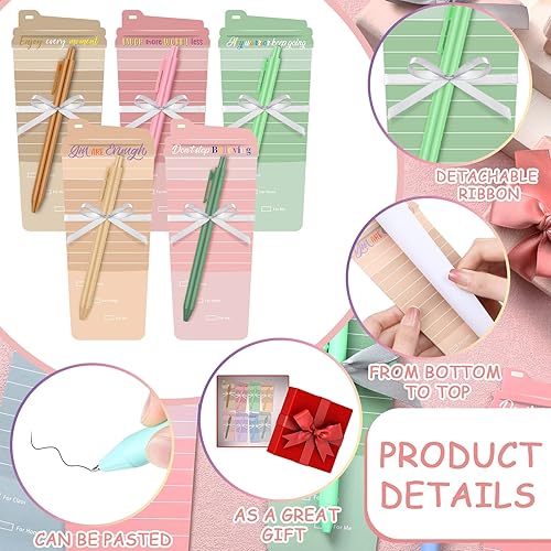 Miniatura 3 de Kisston 16 juegos de bloc de notas con taza de café y lápiz, notas adhesivas de agradecimiento, notas adhesivas motivacionales para regalo de fiesta