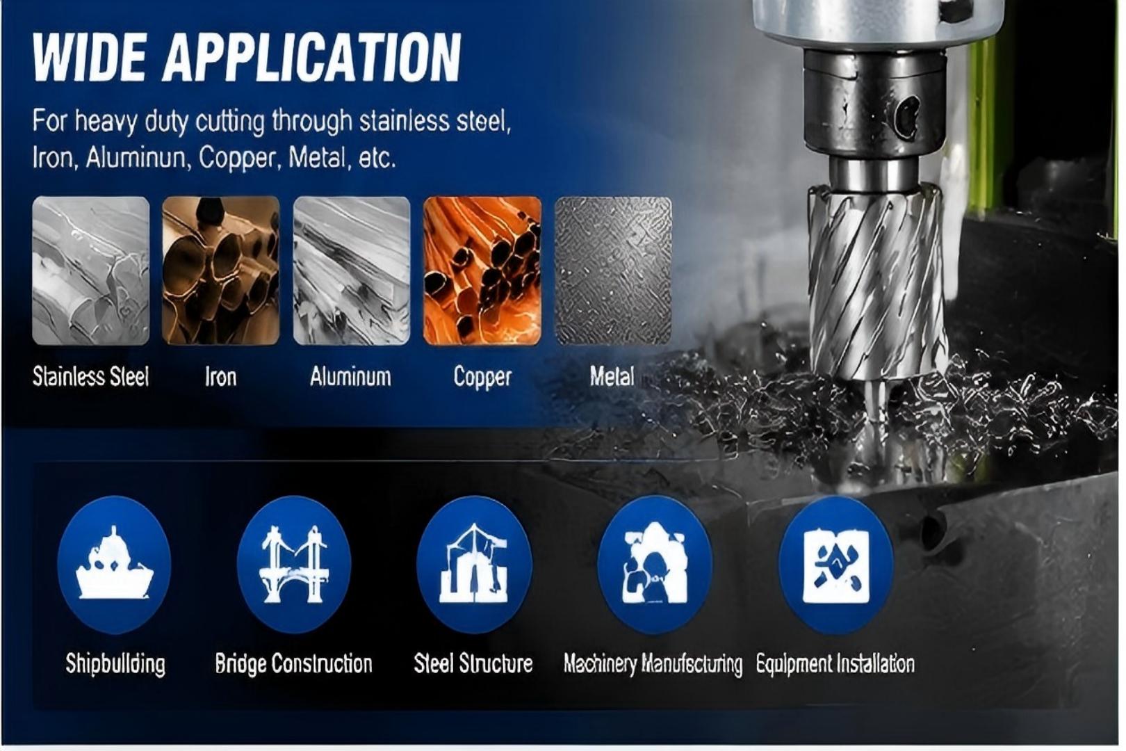 Image of HSS Annular Cutter 2-1 /4 inch Cutting Diameter, 2 inch Depth of Cut, 3 /4 inch Weldon Shank, Magnetic Drill Press