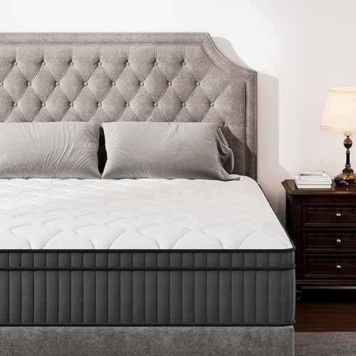 12 inch Queen Innerspring Hybrid Mattress in a Box with Gel Memory Foam,Durable Edge Support to Prevent Falls.Medium Firm,Motion Isolation,Pressure Relief,CertiPUR-US