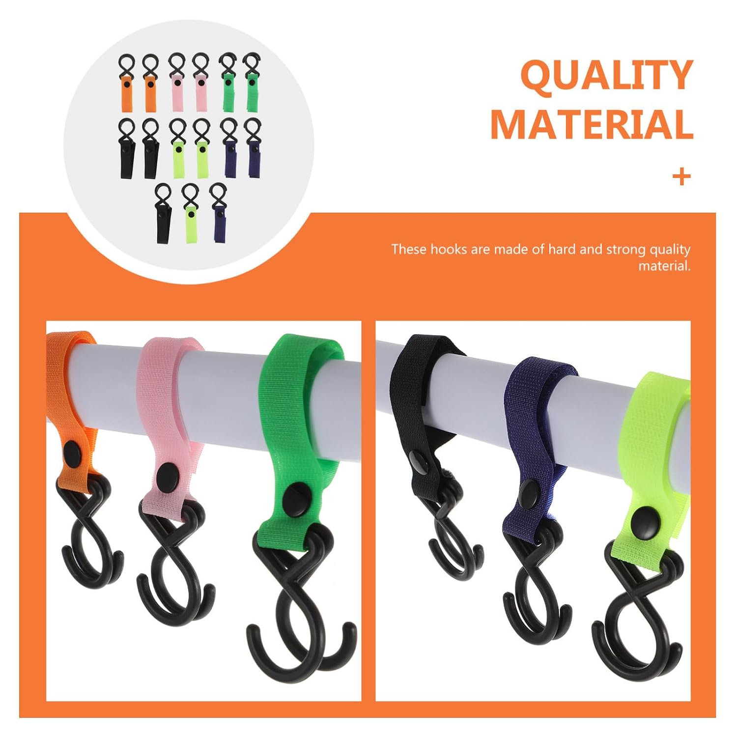 15pcs Multipurpose Stroller Hooks Accessories Diaper Bag Holders Strengthened Pushchair Clips for Outdoor Use Safety Pram Strap Hangers Random Color