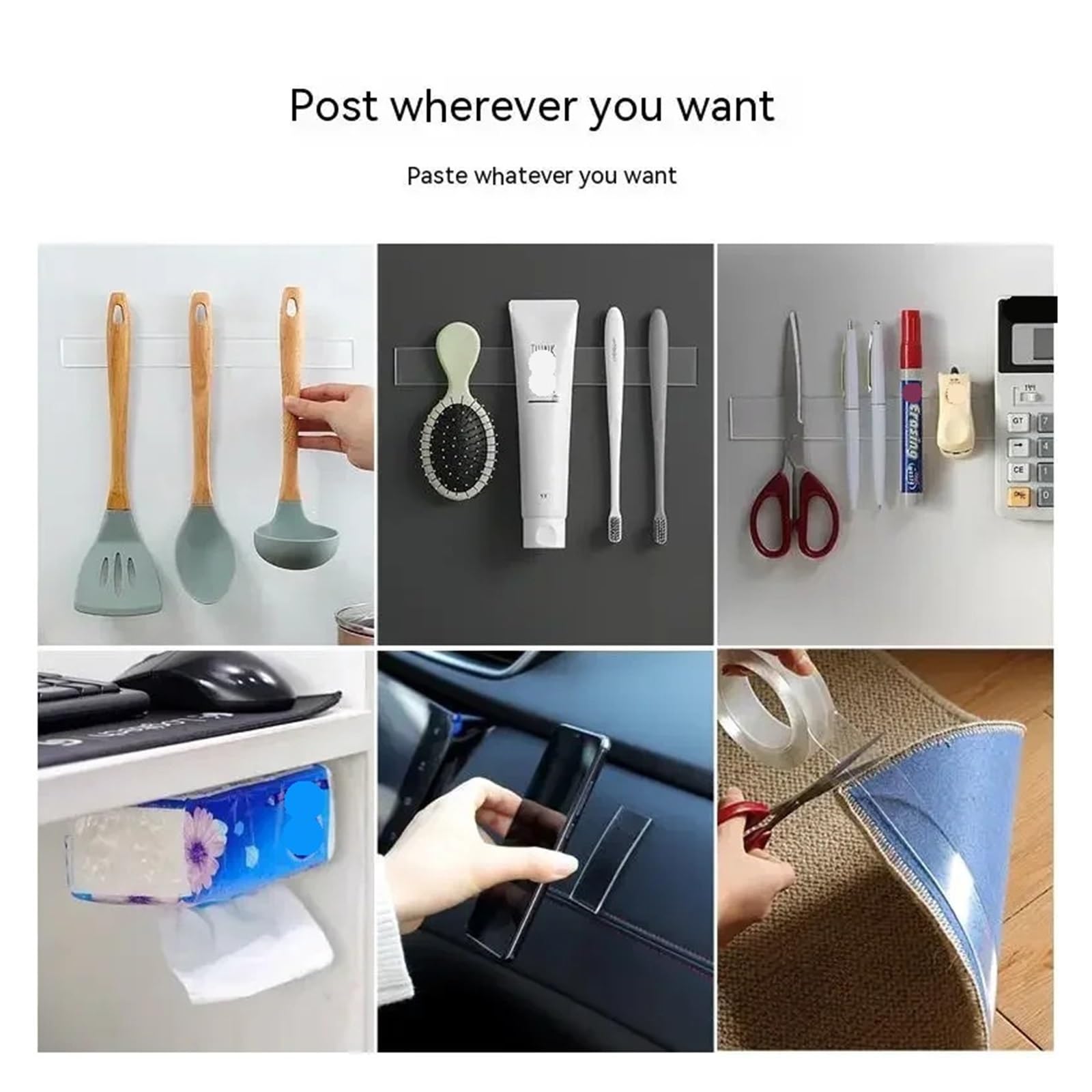 Nastro adesivo biadesivo trasparente, Nastro biadesivo resistente da 1/3/5 m, strisce adesive trasparenti, resistenti, multiuso, riutilizzabili, for cancelleria(1 M)