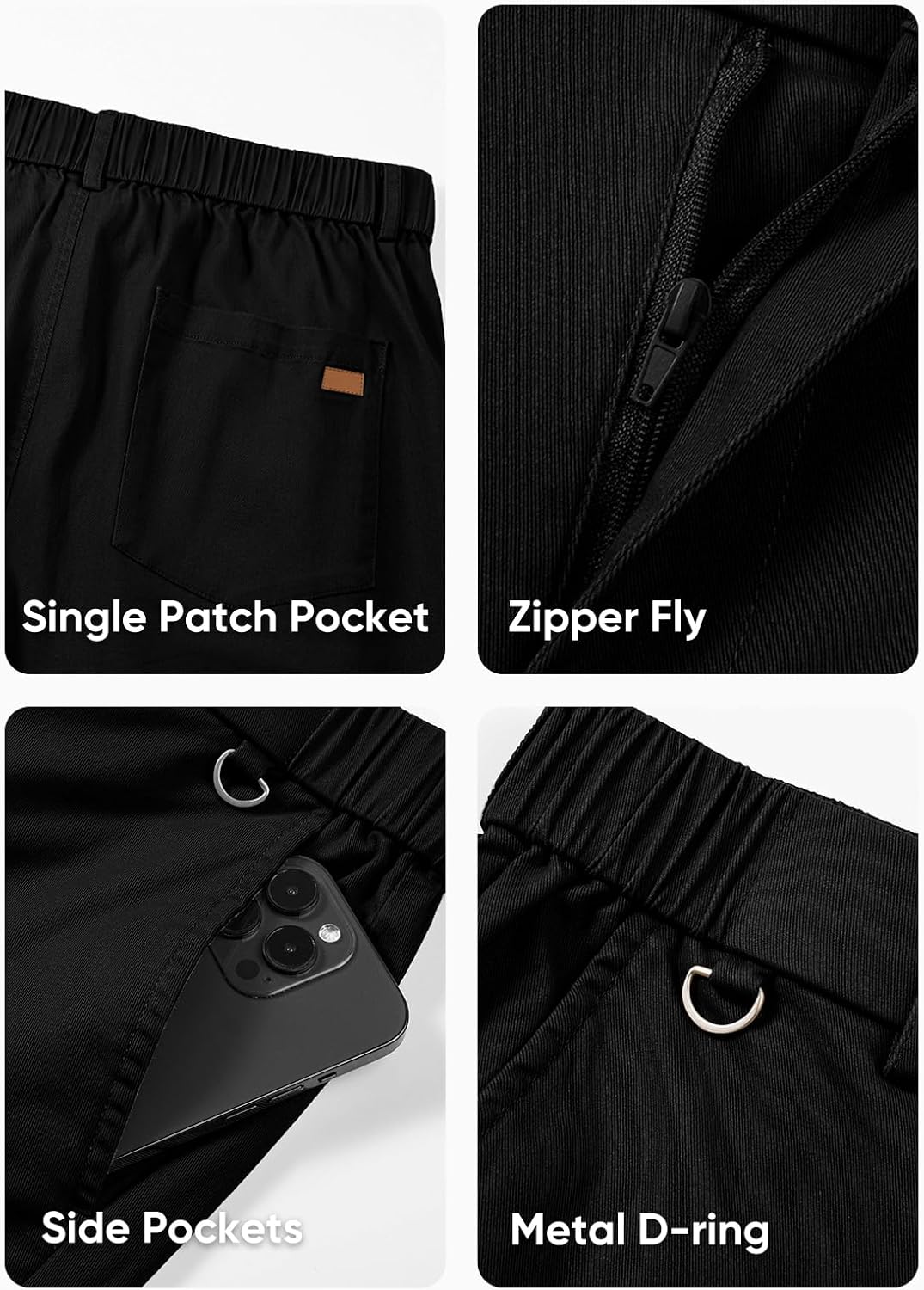 JMIERR Men's Chino Pants Casual Elastic Waist Tapered Golf Trousers - Image 8