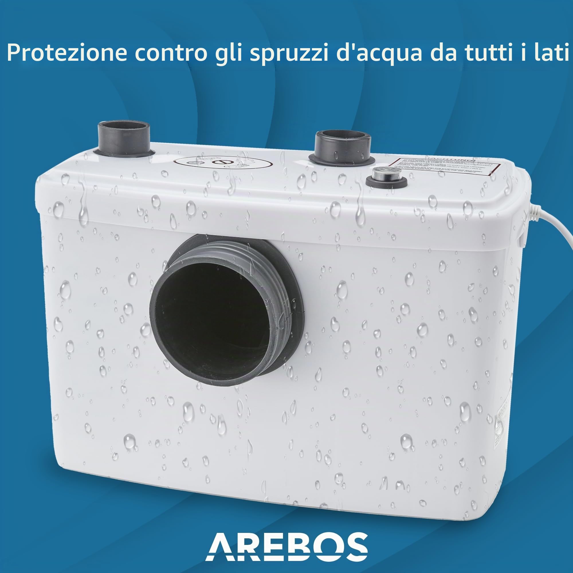 Arebos Trituratore WC Maceratore Pompa Sanitario per Acque Reflue | 600W | 100L-min | per WC, doccia, lavandino | Bianco