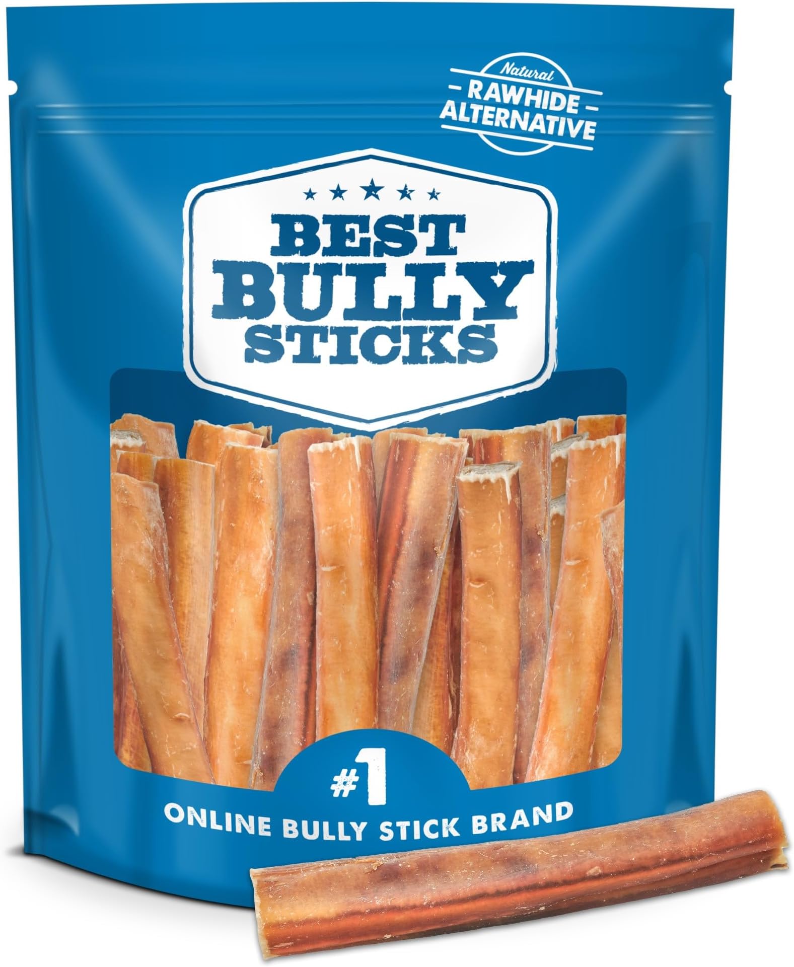 Best Bully Sticks Natural Jumbo 6 Inch Bully Sticks - 25 Count (Pack of 1) - Grain, Natural Aroma, No Additives, Grass-Fed Rawhide Free Dog Treats
