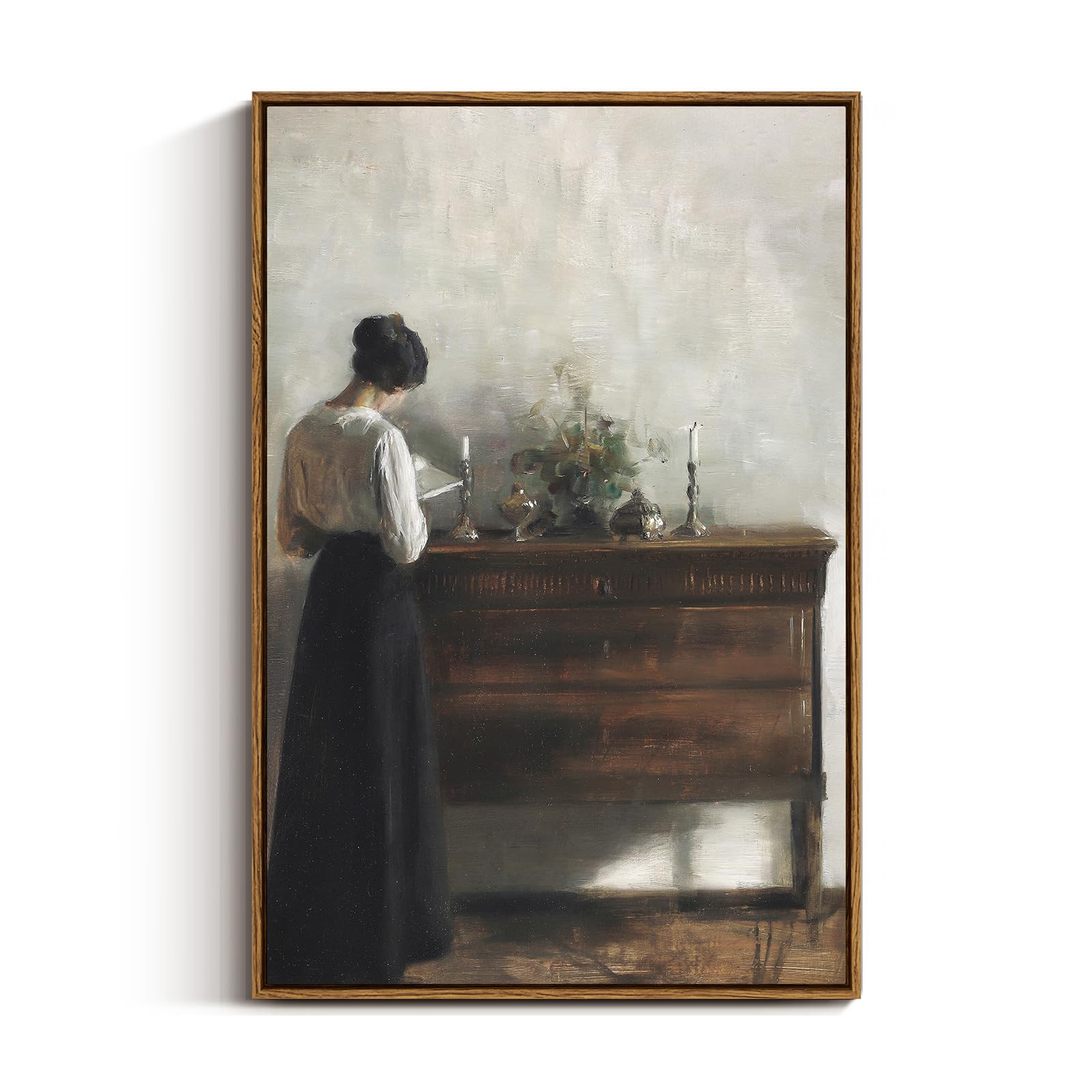 VIYYIEA Vintage Framed Black Dog Wall Art, Bedroom Living Room Minimalist Animal Art Decor, Antique Dog Canvas Print Paintings, Home Farmhouse Retro Still Life Decor, 12x16 Inch — view 103