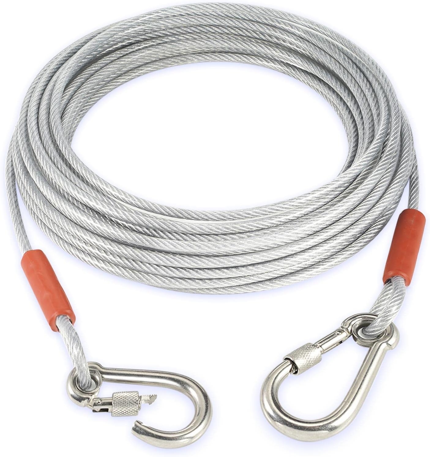Extra Strong Dog Tie Out Cable - 10/20/30/50/75ft Heavy Duty Tie Out Cable for Dogs Up to 125/250 lbs - Anit Rust Chew Proof Dog Lead Dog Yard Leash for Outdoor, Yard and Camping