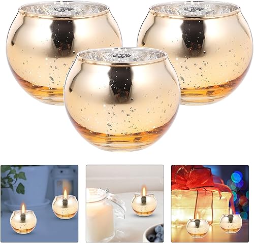 Miniatura 6 de HOMSFOU Portavelas de cristal, 12 piezas de soportes vacíos para velas en tarro de vela votiva, candelabro, mesa de Navidad, centro de mesa para el