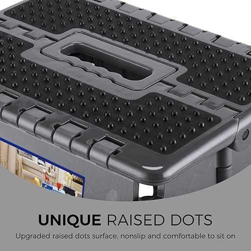 Miniatura 169 de Acko. Taburete plegable de 13 pulgadas de alto, resistente, para niños y adultos, cocina, jardín, baño, taburete con escalón. Blanco,Negro