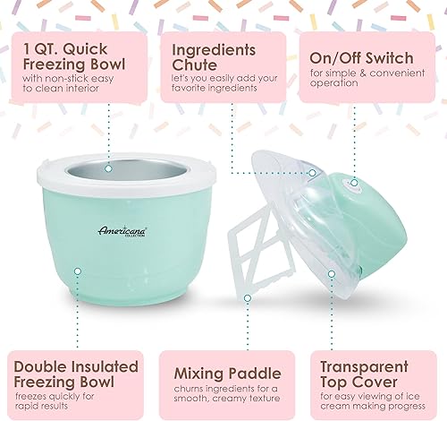 Miniatura 2 de Americana Collection Elite EIM520M - Máquina de helado automática y eléctrica, fácil de usar, 1cuarto de galón, para yogur congelado, sorbete,