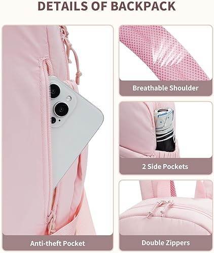 Miniatura 5 de Ceneda Mochila de gimnasio para mujer, mochila acolchada ligera con compartimento para zapatos para fitness, uso diario y viajes