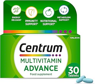 Centrum Advance Multivitamin & Mineral Supplements, 24 essential nutrients including vitamin D, C, Calcium, Daily Multivitamin Tablets, 30 | Product may vary