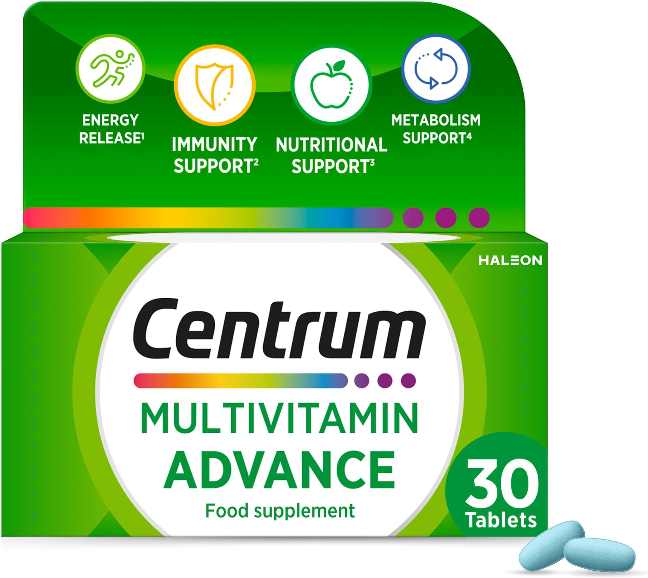 Advance Multivitamin & Mineral Supplements, 24 essential nutrients including vitamin D, C, Calcium, Daily Multivitamin Tablets, 30 (Packaging May Vary)