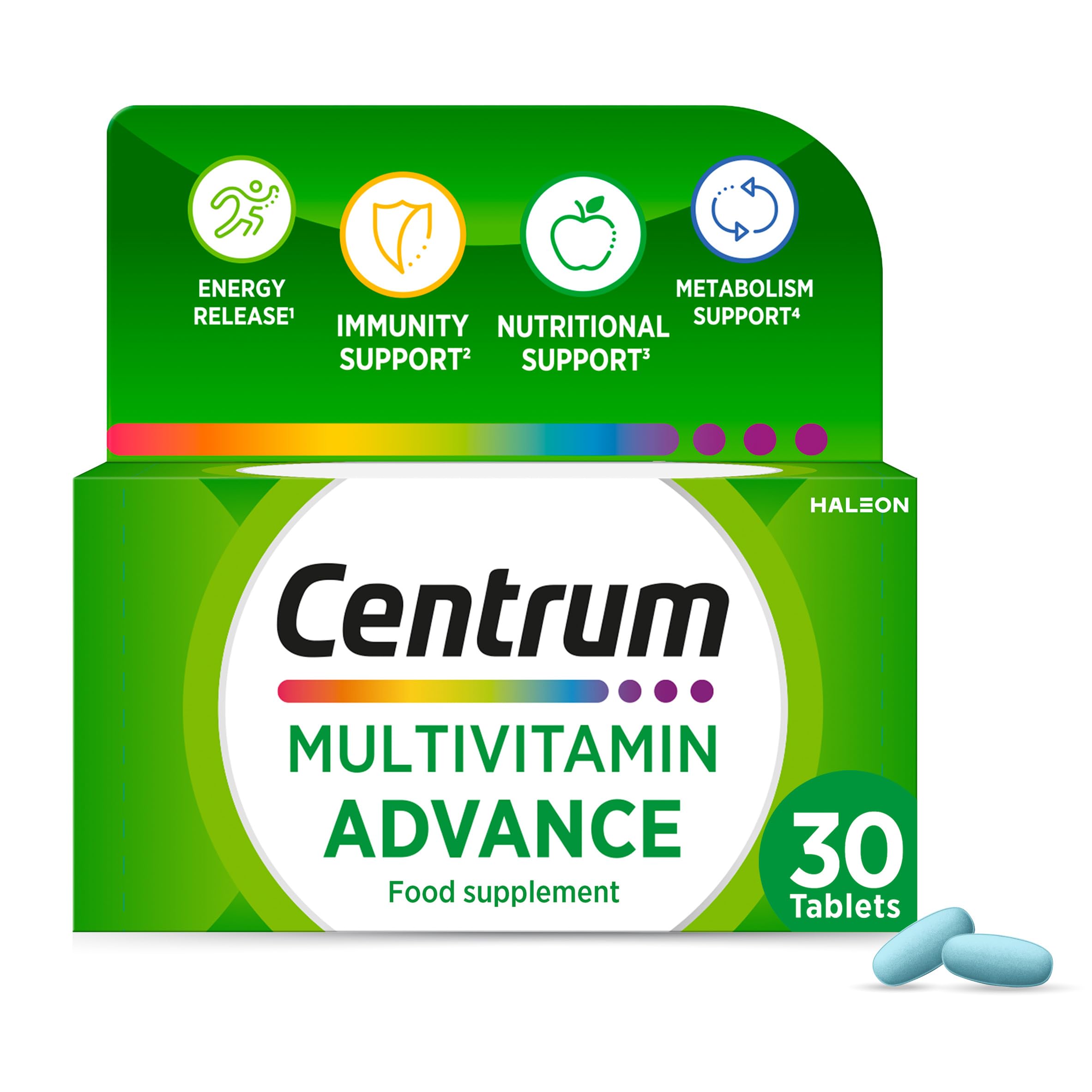 Centrum Advance Multivitamin & Mineral Supplements, 24 essential nutrients including vitamin D, C, Calcium, Daily Multivitamin Tablets, 30 | Product may vary
