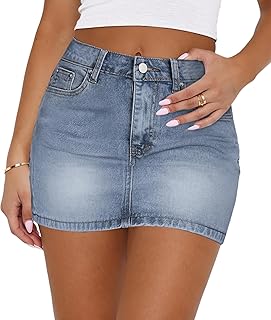Women’s Denim Jean Skirt Mini Y2K Low Waisted Casual Cute Skirts with Pockets