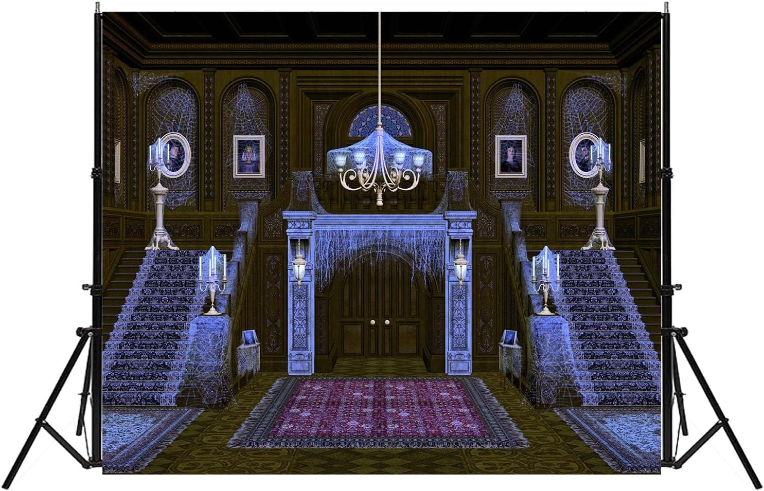 Haunted Mansion Backdrop 12x10ft,Spooky and Deserted House Backgrounds Halloween Party Decoration Banner Halloween Photo Booth Backdrop for Kids Adults