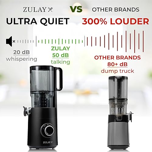 Miniatura 5 de Zulay Kitchen Exprimidor de prensa en frío con canal de alimentación de 5 pulgadas de ancho, exprimidor de masticación lenta para frutas y verduras