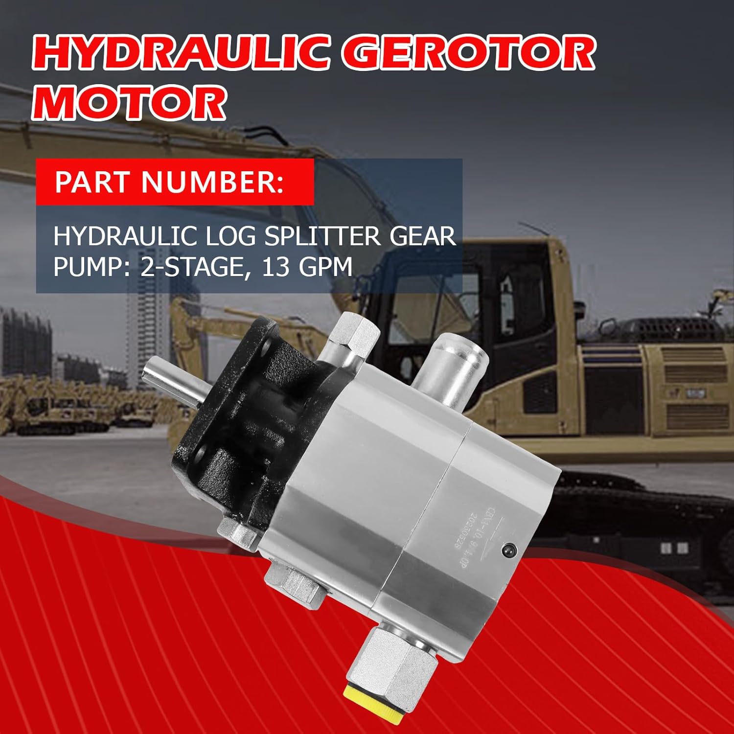 13GPM 2-Stage Hydraulic Log Splitter Pump, 2-Carrier Maximum Flow Rate: 13 GPM Rated/Maximum Speed: 3,600 RPM, 1/8" Keyed Shaft,For use on log splitters from 5 to 35 tons