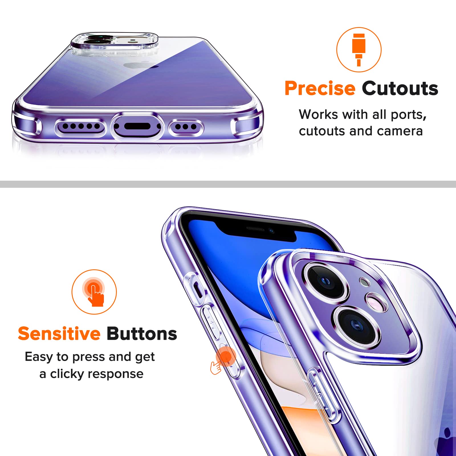 iVoler Anti Ingiallimento Chiaro Cover per iPhone 13 Mini 5.4