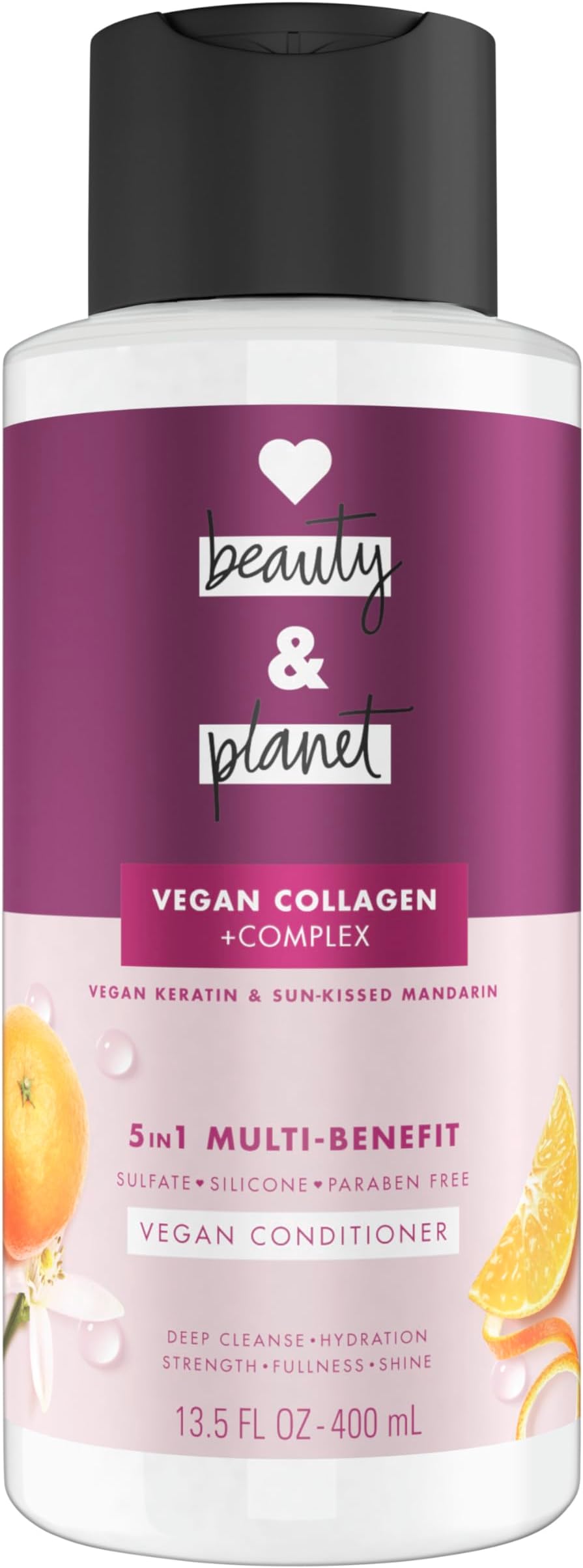 5-in-1 Multi-Benefit Conditioner Vegan Keratin Collagen & Sun-Kissed Mandarin, for a Deep Cleanse, Hydration, Strength, Fullness, & Shine, 13.5 fl oz