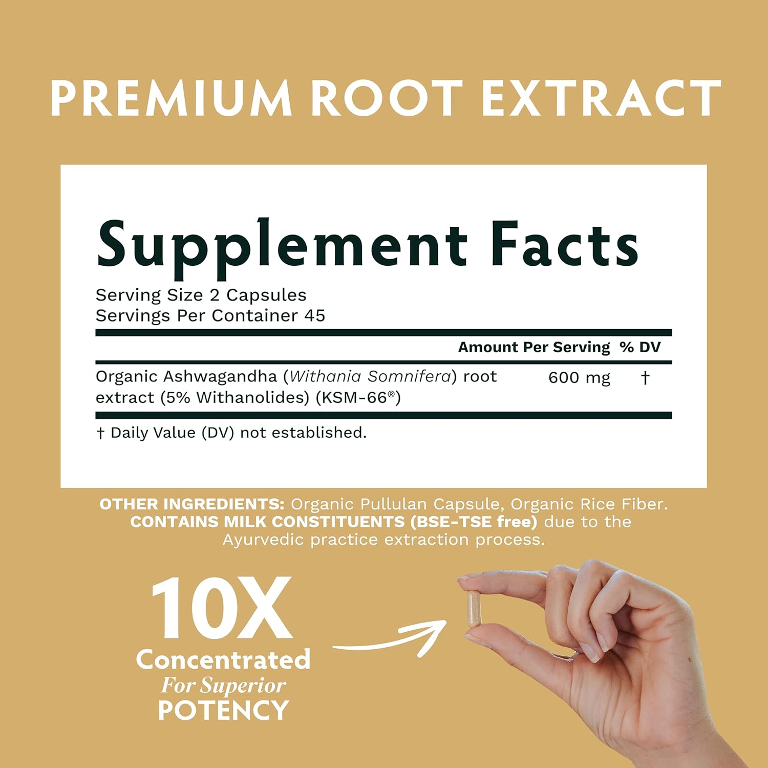 TRIBE ORGANICS Ashwagandha KSM 66 Pure Organic Root Powder Extract Ayurvedic Supplement - Focus, Mood Support, Increase Energy, Strength, 600mg of Natural KSM66 for Superior Absorption - 120 Capsules - Image 3