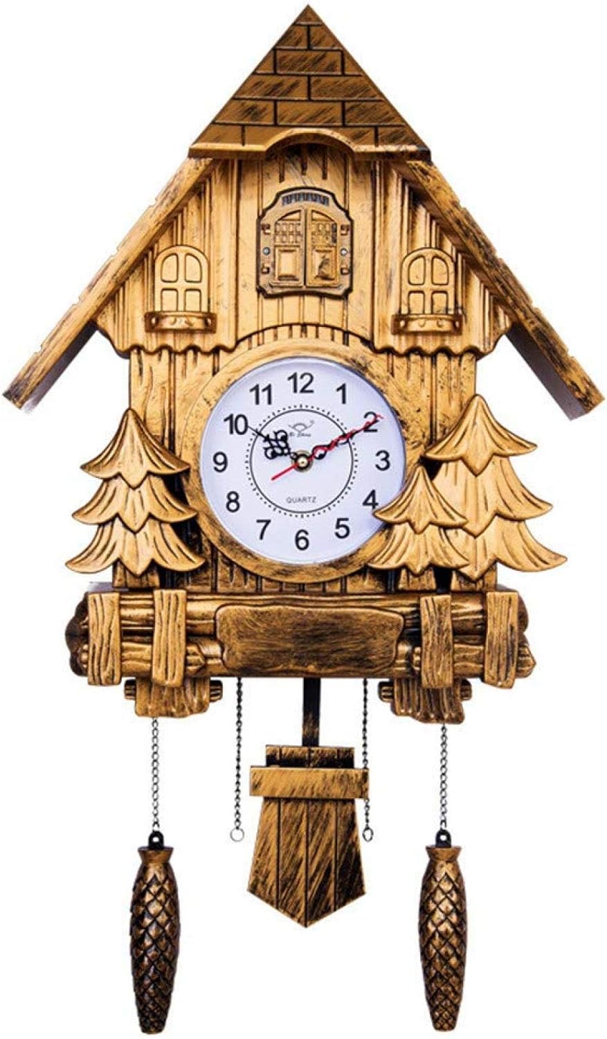 Handcrafted Wooden Cuckoo Clock, Wall Clocks,Traditional Chalet Black Forest House Clock, Consumption and Long-Term Use for Living Room Bedroom Home (C)