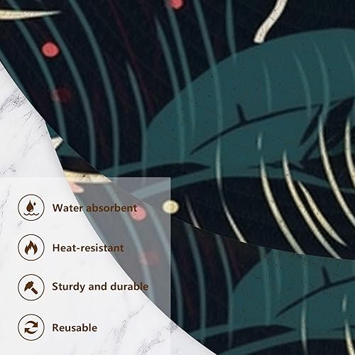 Miniatura 3 de 3 Pcs Heat Proof Trivet Botanical Floral White Green Pattern for Hot Dishes 15in Cotton Thread Weave Hot Pot Holders for Instant Pot Kitchen Aid