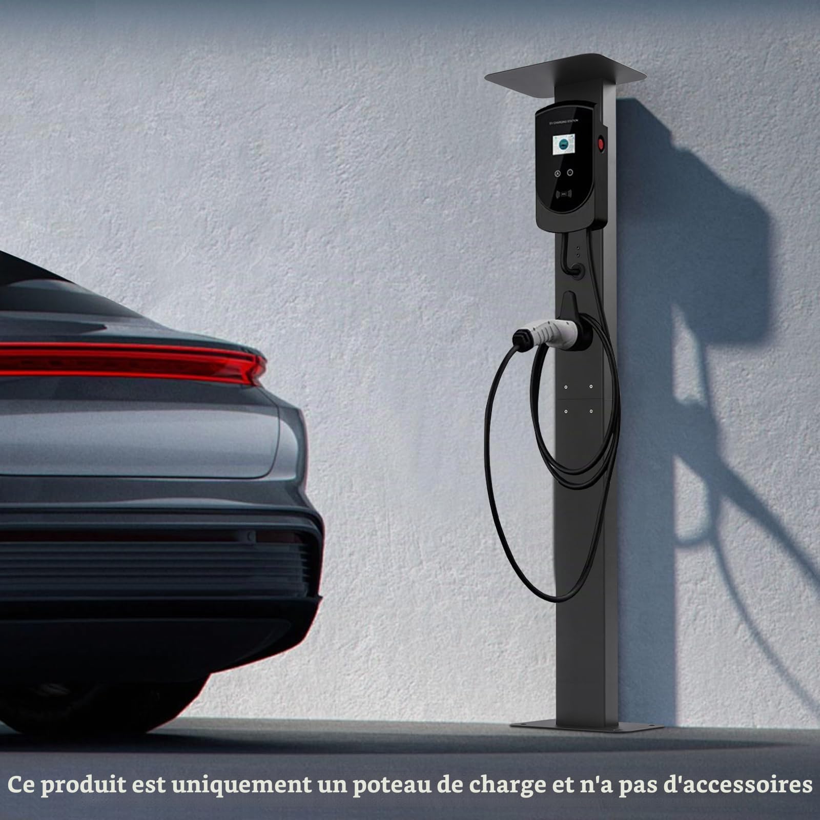 Wallbox - Pied - Station de charge EV de 2 mm - 28 x 21 x 130,5 cm - Support de montage pour l'intérieur et l'extérieur - Colonne de support pour station de charge Wallbox pour voitures