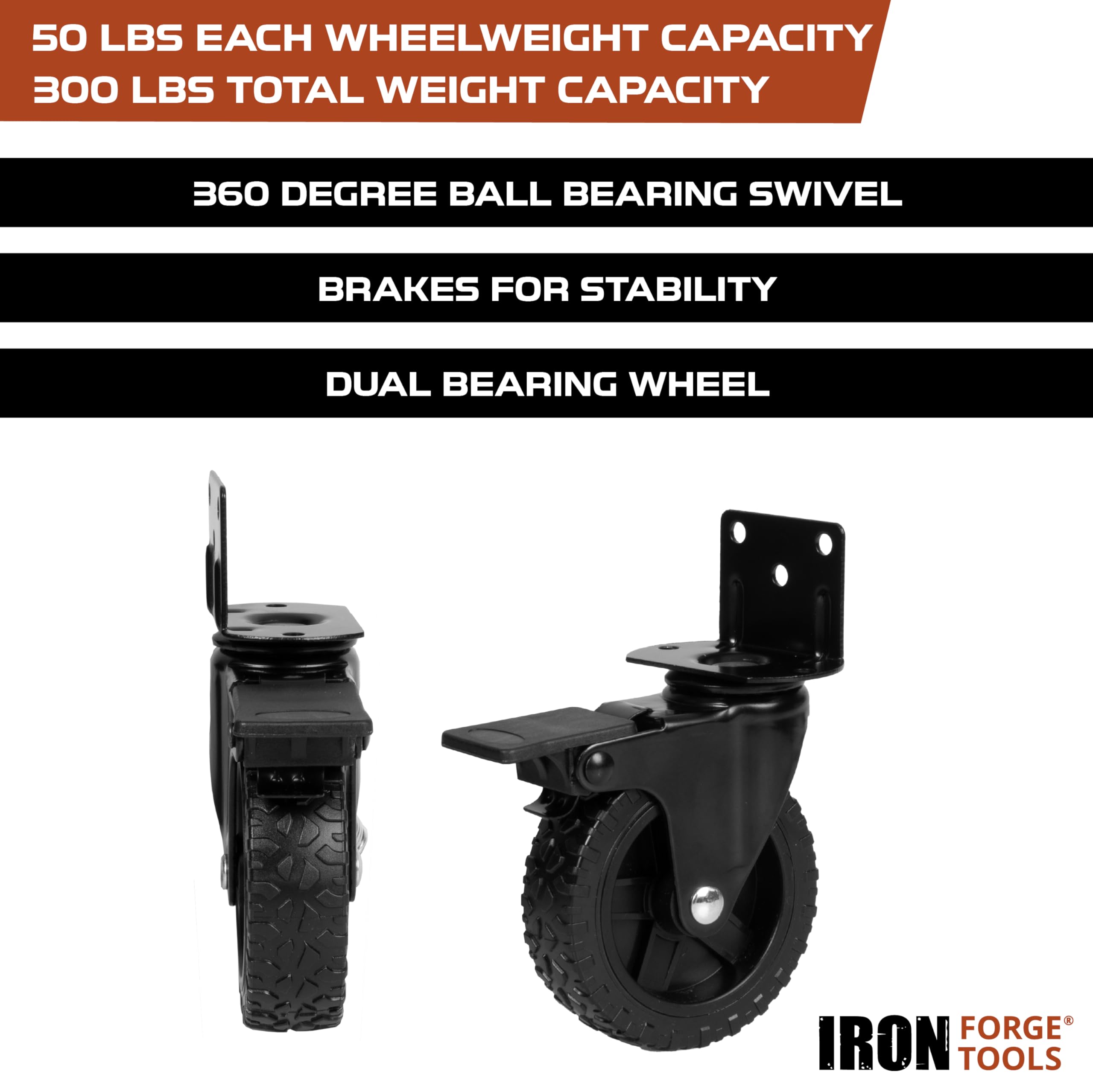 2inch L-Shaped Caster Wheels, Side Mount Casters Set Of 8, Heavy Duty Casters With Brake, Double Bearing Locking Polyurethane(PU) Wheels For Baby Beds/Cabinets/Furniture(8 Pack In Dubai - UAE | Plate Casters - View #8