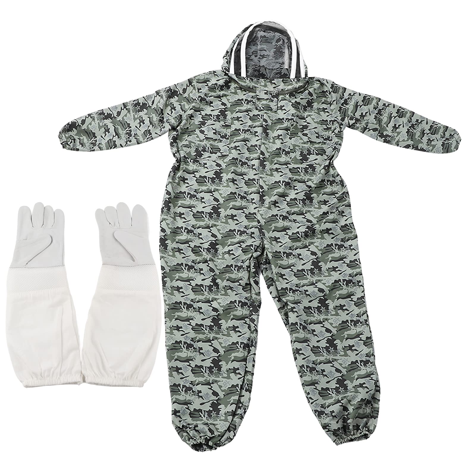 Podwójne zamki Jednoczęściowy kombinezon pszczelarski Pszczelarstwo Odzież ochronna z rękawiczkami dla pszczelarza (A pair of XXL size gloves + XXL five-star space)