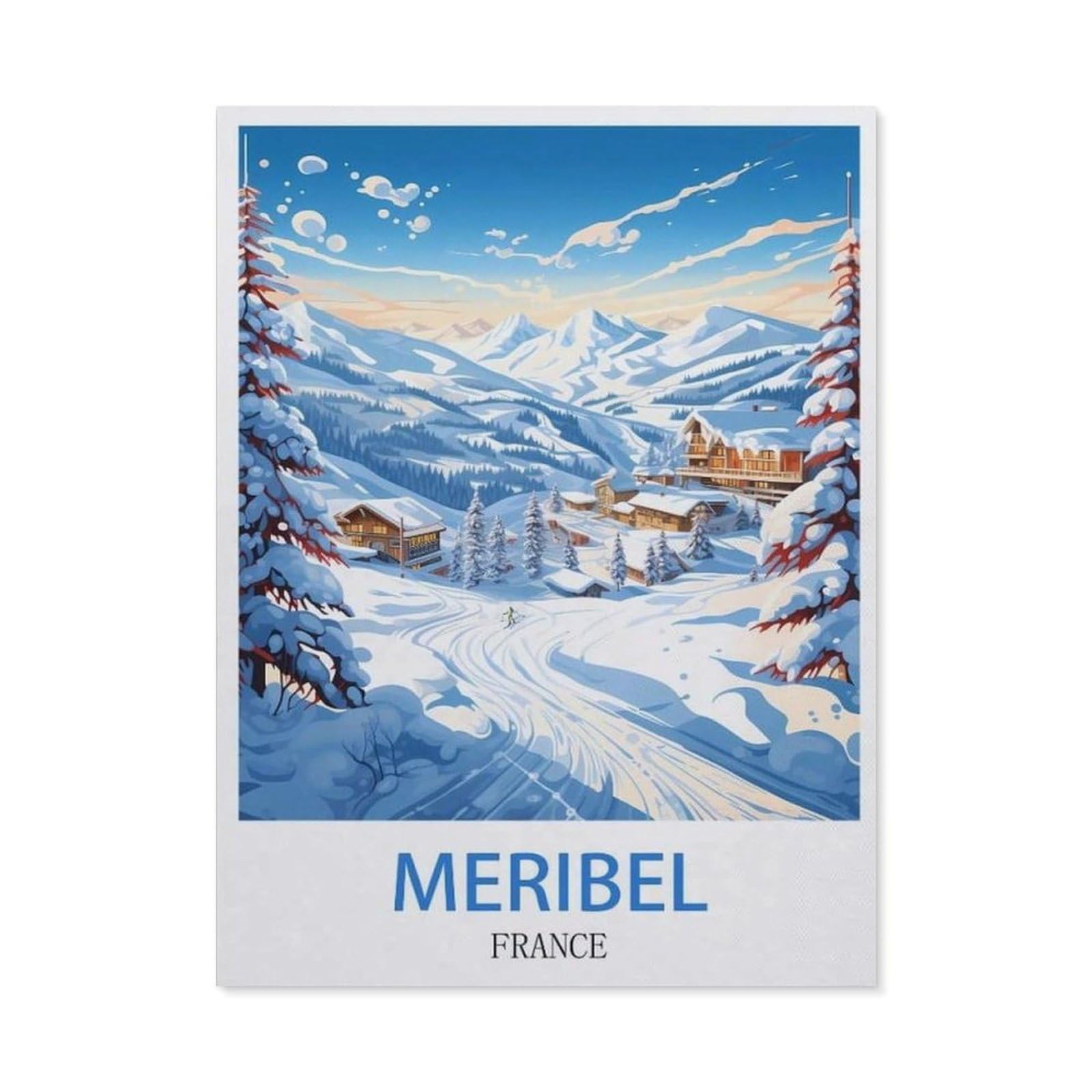 BEAYODKP 5D Diamond Painting Kits，Meribel France ， Ski（40x50cm）