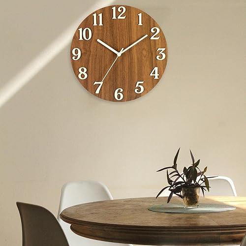 Miniatura 5 de Reloj de pared luminoso simple reloj colgante analógico redondo con función brillante luz nocturna reloj de pared de 12 pulgadas para cocina,