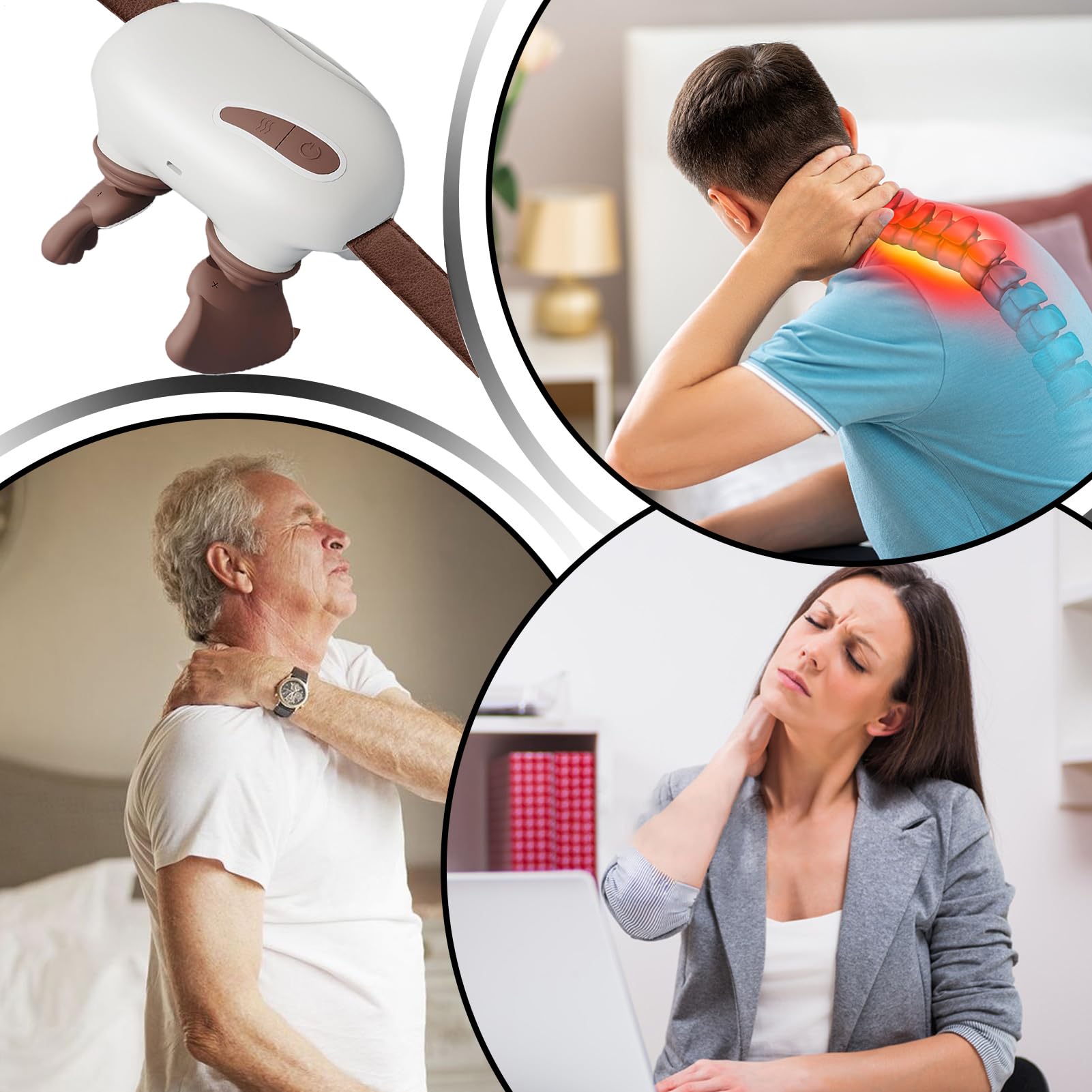 Massaggiatore Per Collo Con Calore Strumenti Per Massaggio Senza Fili 3 | Massaggiatore Spalle Elettrico Portatile Per Papà Mamma Casa Palestra Ufficio Lavoro Esercizio Viaggio TV Rilassa