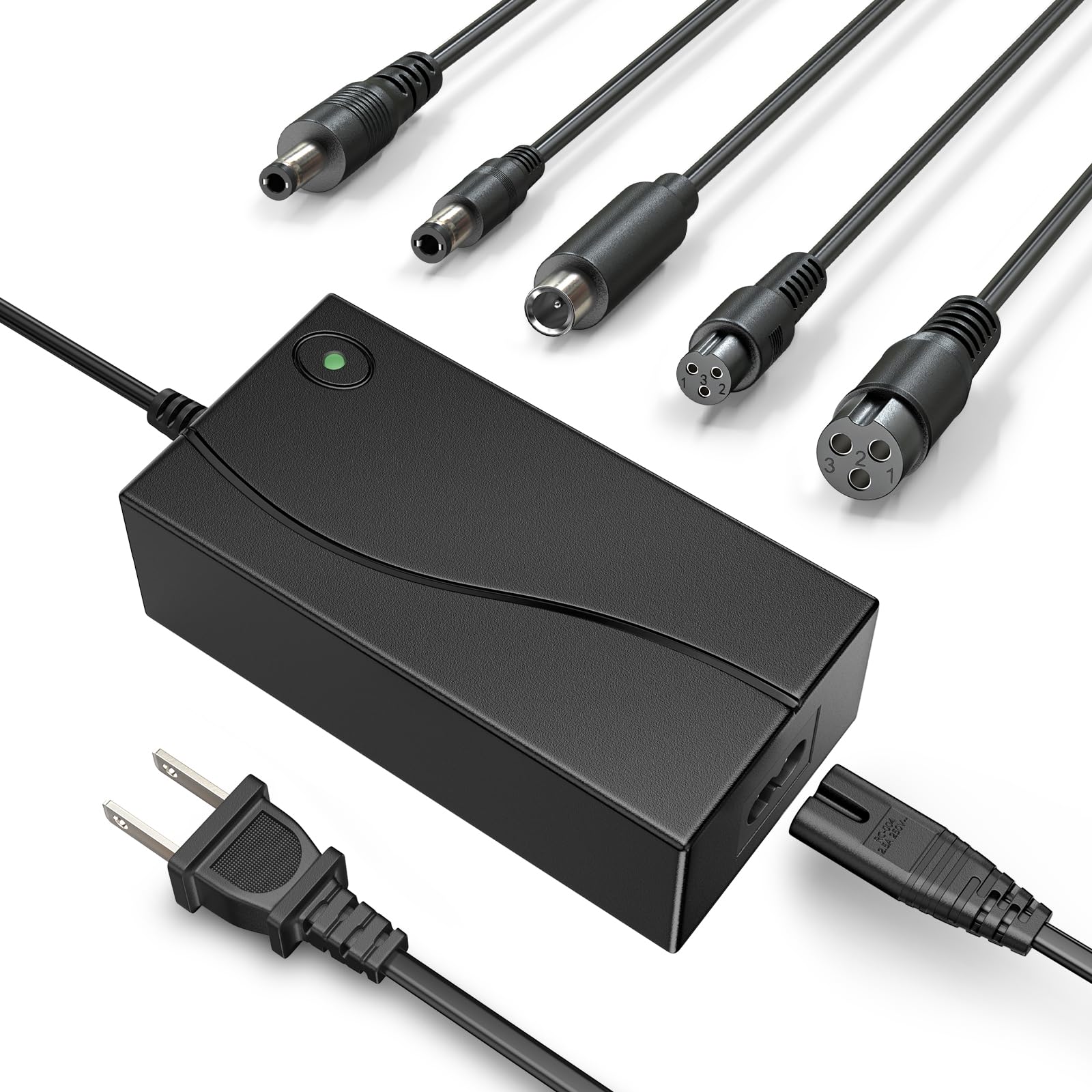 42V 2A Power Supply Charger Replacement Adapter for 36V Electric Scooter Li-ion Battery,with DC,3 Prong(8mm&12mm),RCA 5 Connector Tip for Gotrax Jetson Swagtron Bird Segway Ninebot Xiaomi