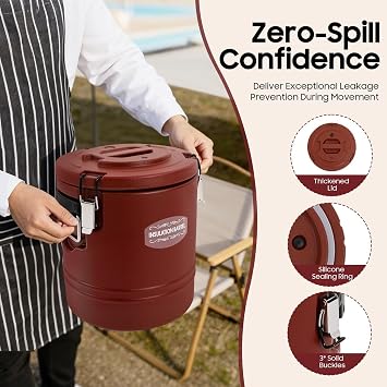 ice Bucket Insulated Soup Container Commercial Food Warmer for Hot/Cold, Portable Insulated Bucket for Parties Camping