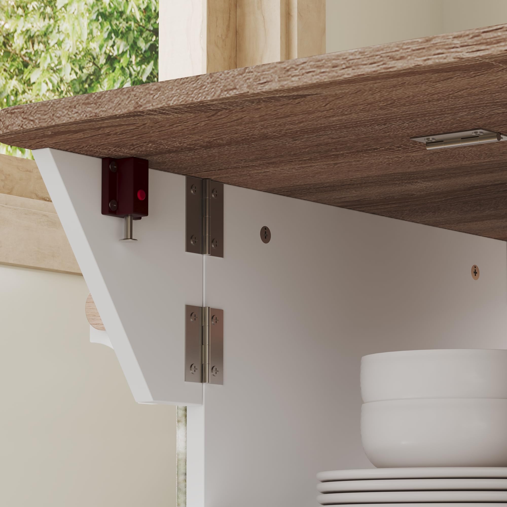Kücheninsel auf Rollen Servierwagen mit Rollen Küchenwagen mit ausziehbarer Arbeitsplatte Rollwagen mit Schubladen Barwagen für Küche, Esszimmer, Frühstücksbar Weiß, 80 x 80.5 x 80 cm, Verdickte MDF