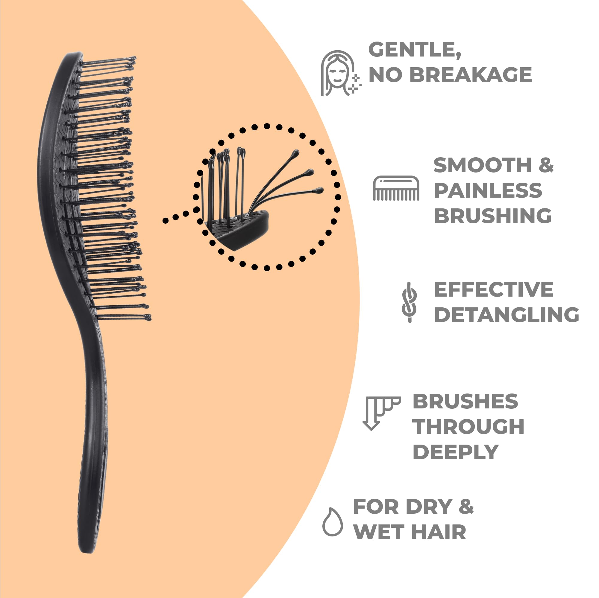 Ninabella Mini Detangling Hair Brush for Women & Men, Does not Pull, Removes Tangles, Brushes for Straight Curly & Wet Hair - Image 2