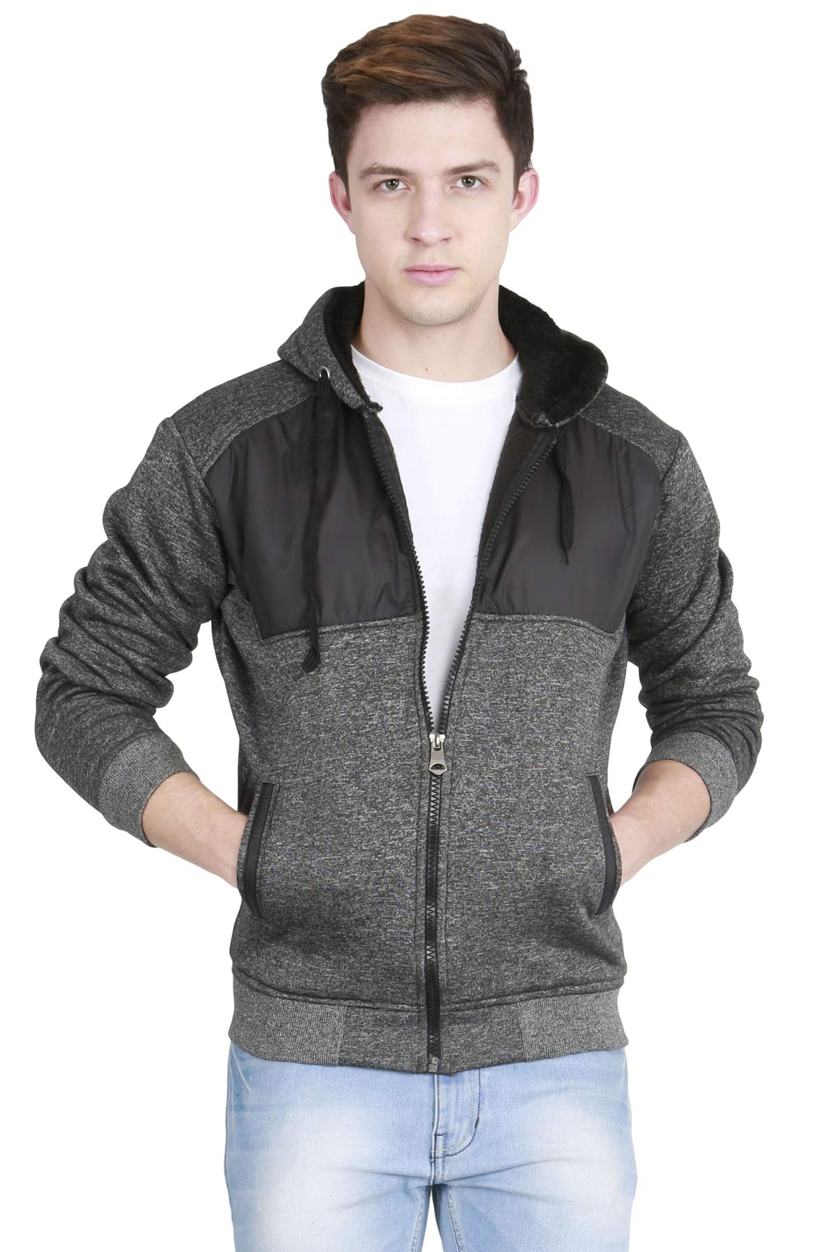 Sponsored Ad - Men’s Full Sleeve Cotton Fleece Zip Hoodie With Side Pockets
