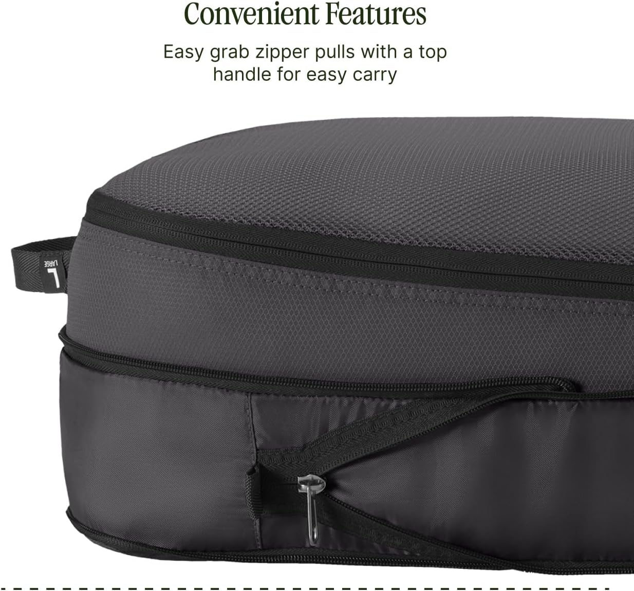 Eagle Creek Pack-It Reveal Expansion Cube - Adjustable Storage Expansion Cube for Travel - Durable Compression Zipper - Water-Resistant - Sustainable - Large - Black
