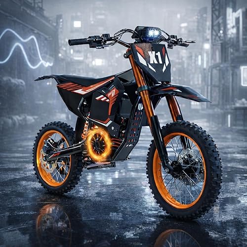 X1 Spark Electric Dirt Bike, 4500W Peak Mid-Drive motor Motor Electric Motorcycle, 60V 28.8Ah Battery, 50MPH & 60 Mile Range, Full Suspension Off Road E Bike for Teens & Adults 13+, 3 Speed Modes