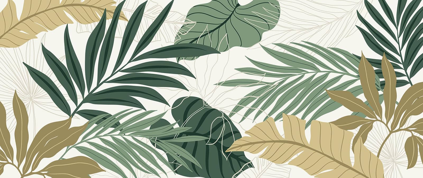 Papier peint panoramique feuilles tropicales Lumalea 195x82cm