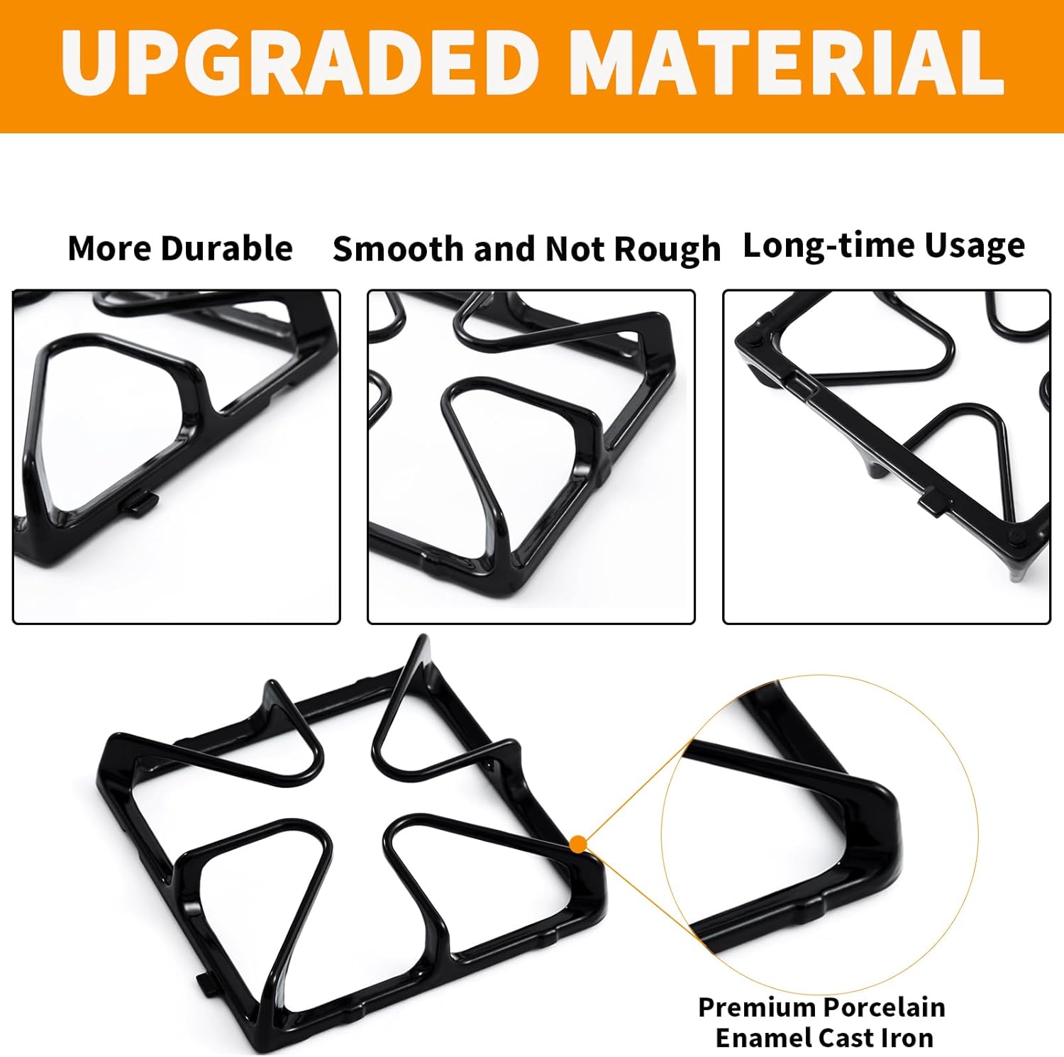 Upgraded WB31K10034 Stove Grate Replacement Parts for GE Stove Parts XL44 Range Burner Grates GE Cooktop Parts Cast Iron Grate JGBP29MEM1BS General Electric Gas Range Parts Stove Top Grate Rack 4 Pcs