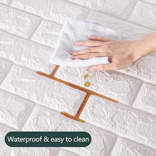 Miniatura 3 de Paneles de pared 3D para despegar y pegar, papel tapiz de ladrillo de espuma de piedra sintética para dormitorio, gabinetes de oficina (color azul,